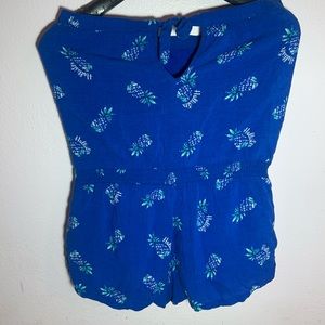 blue off the shoulder hollister romper